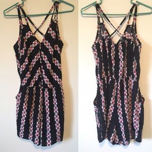 Striped black romper